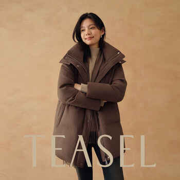 Teasel bahnhofstrasse silk camel & 90 white goose down hooded waist hand-length warm down jacket oatmeal l (shipped within 15 days)