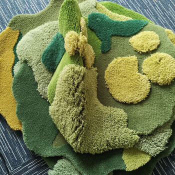 The shopkeeper's handmade new zealand wool rug plush three-dimensional layered creative floor mat wall decoration tapestry is in stock. the green color may not be as shown in the picture. size 52x55cm. customized.