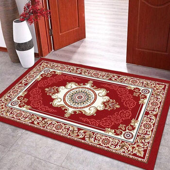Fantasy loop velvet entrance door mat housewarming festive entry carpet entrance door mats loop velvet floor mat red 001 80 100 cm tp non-slip bottom