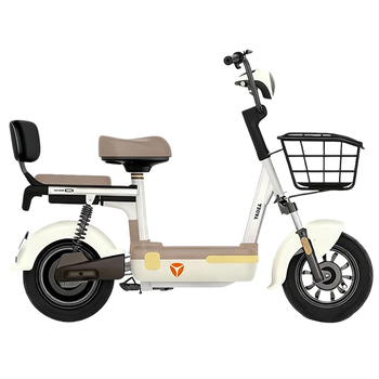 The new national standard of yadi electric bicycles can be registered. small battery bicycles for women to buy groceries and travel around. small electric donkeys. yadi beige backrest version 48v12a/adapted to lead-acid/about 35km/with backrest