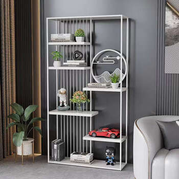 Yusenyi storage rack bookshelf living room storage rack decorative rack multi-layer entrance partition display rack floor-standing black frame whiteboard (length 90x width 30x height 190cm
