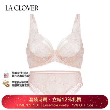 La clover zodiac year red 23aw condensed heart whisper underwear feminine embroidered bra panty set lc2023104 gray pink-embroidered transparent thin cup bra set 75b m