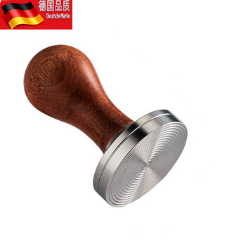 Tuojin powder hammer 51/53/58 wooden handle powder press coffee utensils matching stainless steel solid powder hammer powder distributor 53 rosewood thread powder press