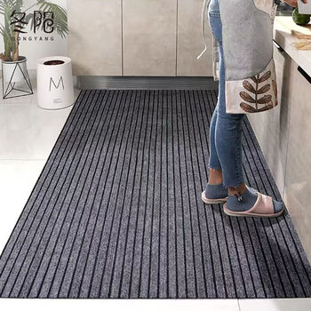 Fantasy kitchen floor mats water- and oil-absorbent floor mats covered with dirty-resistant door mats entrance door carpets wide stripes + black gray 45x120cm 2-pack kitchen set