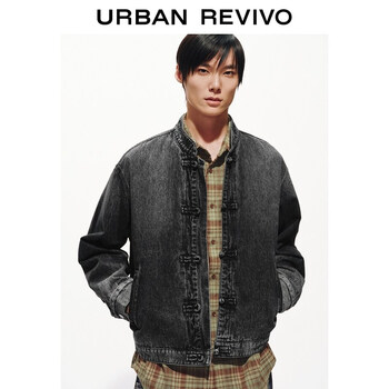 Ur2026 spring new men's trendy new chinese style disc button washed denim jacket uuv860016 black s