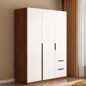 Fantasy wardrobe bedroom storage cabinet for small apartments walnut color two doors 80x50x180 main cabinet assembly