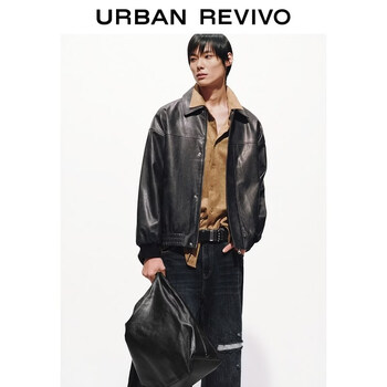 Ur2026 spring new men's trendy retro pu three-dimensional letter jacket uuv160002 black m