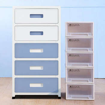 Yusenyi multi-layer household storage box drawer-type plastic thickened baby clothes and snacks sandwich storage cabinet 35 sides wide white and blue model 3-layer popular model hot sale collect and add to purchase fast delivery