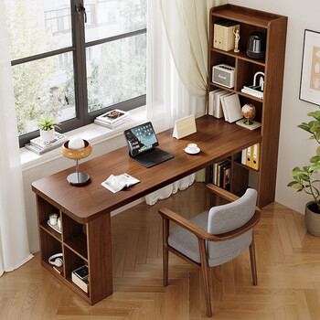 Fantasy solid wood children's desk and bookcase integrated combination study table bedroom wall-mounted reading table student writing table desk 180 long + a bachelor's chair yes