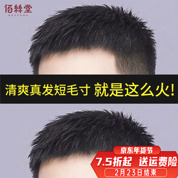 Baisitang wig men's short hair real hair full human hair inch hair middle-aged men's head replacement patch mediterranean cover white hair hair inch style needle twist 15*20 directly wear