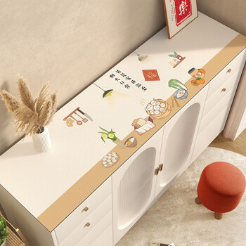 Fantasy sideboard table mat waterproof and anti-dirty light tablecloth no-wash tv cabinet mat long wine cabinet mat entrance shoe cabinet mat beautiful and happy dining table 45 180cm