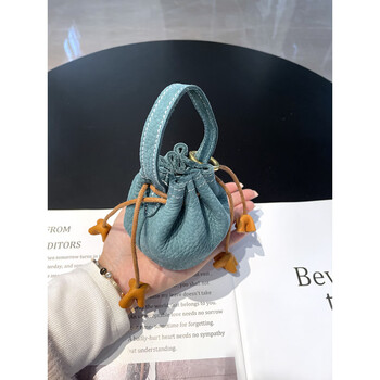 Tanbeiman new chinese style coin lipstick headphone bag drawstring small bucket bag women's versatile national fashion lucky bag key bag lake blue