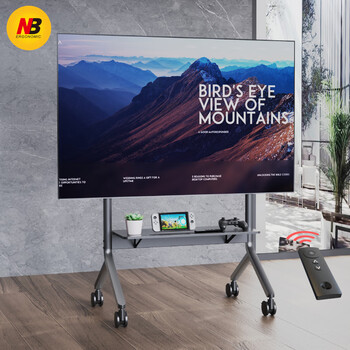 Nb p150 (65-90 inches) electric tv stand commercial video conferencing cart movable remote control lift tv floor hanging rack touch all-in-one machine stand