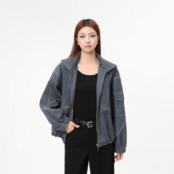 Amass/amass fashion casual loose trendy retro classic long sleeve denim jacket 540030 smoke gray shipped within 1,48 hours one size fits all