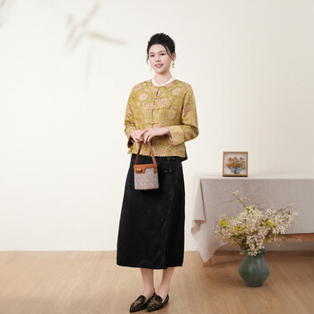 Bu fu new chinese style jinrui tuanhua silk shu brocade one-button jacket 2026 spring new product national style women jinrui tuanhua m