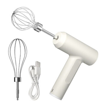 Yong huan germany imported quality german electric egg beater rechargeable household mixer small handheld automatic beater made of coconut milk white standard first gear + free double stick head ten-year replacement warranty