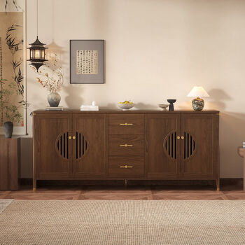 Fantasy solid wood cabinets sideboard storage cabinet tea cabinet wall-mounted integrated storage cabinet chinese style living room dining room kitchen solid wood ecological board length 84 width 40 height 88 two doors without drawers self-installation free shipping