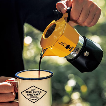 Biledi style upgrade yellow double valve moka pot italian coffee pot home hand-brewed coffee apparatus yellow double valve 2 cups diamond bottom