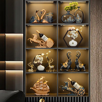 Fantasy office study room decorations living room wine cabinet decoration display cabinet shelf bookcase eight-compartment cabinet combination 8-piece set