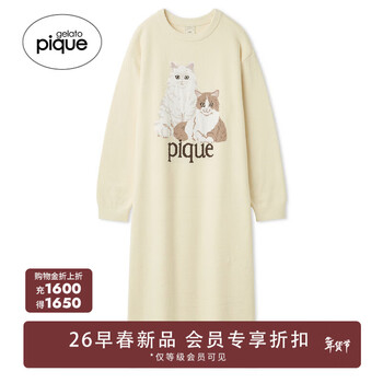 Gelatopique nightgown women's 26 spring and summer new half-velvet cat long-sleeved dress pwno261036 yellow one size