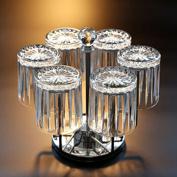 Lugu lake european crystal glass beer mug bar drinking cup light luxury wine glass foreign wine glass large capacity transparent 350ml*6 pieces + rotating cup holder