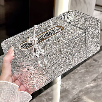 Fantasy tissue box living room paper drawing box coffee table remote control storage box tissue box water ripple tissue box + sitting bunny (transparent gray)