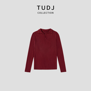 Jingdong direct purchase polo collar wool sweater, high-end slim fit long-sleeved sweater, brick red, one size fits all