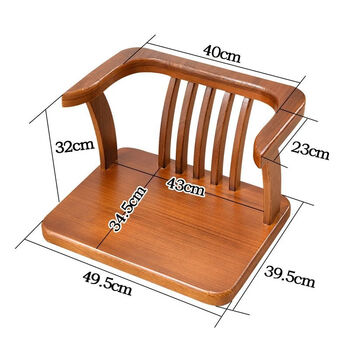 Clcey solid wood backrest tea chair tatami japanese room seat comfortable and long-lasting sitting bay window small chair balcony leisure low foot chair rosewood color + free cushion