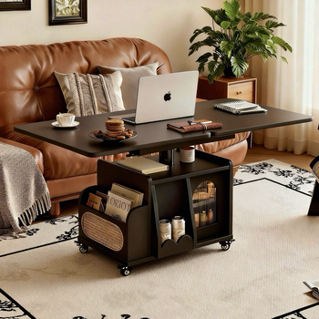 Wing fantasy mobile coffee table foldable dining table tea table dual-purpose side table sofa side cabinet hu + white + shipped in package new version texture upgrade