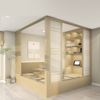 He jiagong's whole house customized tatami with desk and integrated storage cabinet japanese simple tea room multi-functional tatami house customized earnest money (the specific amount is subject to the design plan, please consult customer service for details) complete decoration