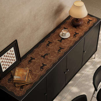 Fantasy sideboard table mat tablecloth shoe cabinet tv cabinet mat cover dining table anti-dirty leopard + side cabinet 30 200cm