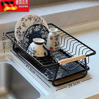 Tuojin kitchen desktop drain rack dishes and chopsticks storage rack with tray bowl rack countertop multifunctional storage rack elegant black-dish and plate drain rack_ high quality sufa