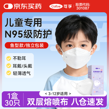Corfu n95 medical masks are warm in winter, disposable boys, girls and children's sizes, individually packed in a single box, a total of 30 pieces