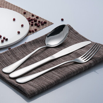 Fat donglai same style steak knife and fork household stainless steel set spoon european style table knife western food tableware three-piece set knife, fork and spoon 3-piece set round-head knife