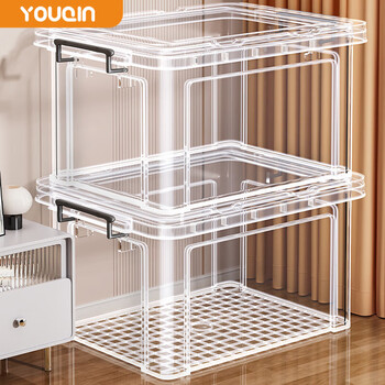 Youqin large-capacity transparent storage box for household clothes, toys, books, storage box, organizing box, plastic storage box 44*30*16cm - transparent 70#