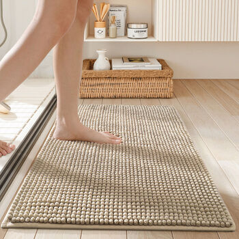 Wings absorbent floor mat 4060 foot pads are machine washable and removable. plain time color + cherry blossom pink. safety anti-slip hot melt adhesive bottom. 50x80cm. two-piece combination. easy to change and wash. recommended for lazy people.