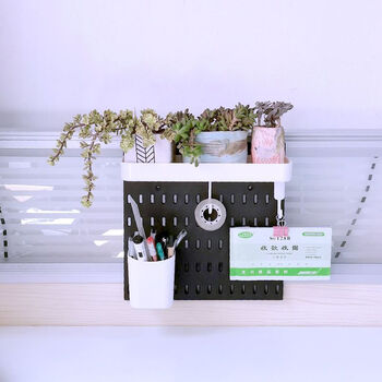 Fantasy desk hanging seam hole board laptop mobile phone succulent plant stationery storage rack blue