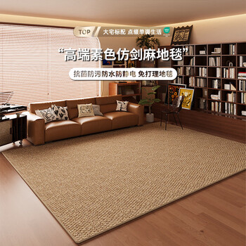Sanqihu imitation sisal carpet for living room 2025 new wear-resistant no-wash wabi-sabi mid-century style floor mat bedroom bedside blanket large area tea fragrance series + sky cloud gray foldable and machine washable 160cmx230cm suitable for 2+3 people sofa use