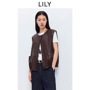 Lily2026 spring new retro sleeveless loose round neck versatile temperament commuting dark vest vest women's short style 710 coffee m