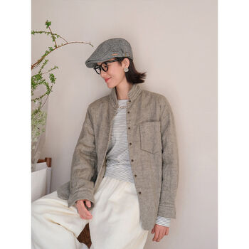 Malin's new winter product 9-count twill linen-colored woven clip 3m cotton lapel shirt style literary casual cotton jacket, olive gray s