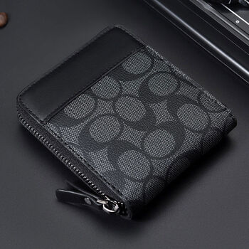 Money man trendy fashion printed money clip casual multifunctional coin stitching contrast color men's small wallet black duck egg pattern pre-sale