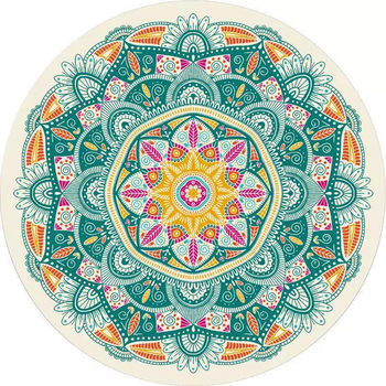 Yusenyi manhole cover covering ornaments retro mandala round carpet bohemian carpet ethnic style light luxury caisson 5 diameter 100cm diamond shape silicone bottom