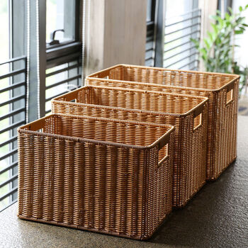 Fantasy storage basket imitation large style cabinet wardrobe organizing basket living room storage basket brown 44x30x28cm