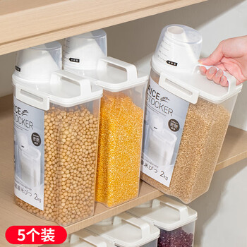 Home story (katei story) japanese rice barrel flour barrel grains sealed storage tank insect-proof and moisture-proof plastic food-grade rice box 2kg (pack of five)