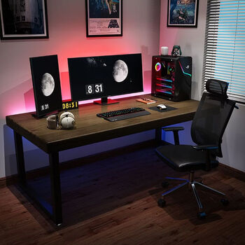 Fantasy nordic desktop desk boss desk home bedroom desk study desk writing desk gaming desk solid wood computer desk gray brown (with drawer) 160*60*75 desktop thick 3cm