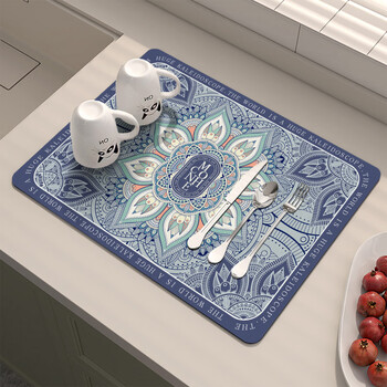 Mian xiaoji belgian kitchen countertop drain mat diatom mud absorbent quick-drying mat no-wash insulated washbasin sink bar mat xiyu lingkong soft diatom mud 50*60cm huankang