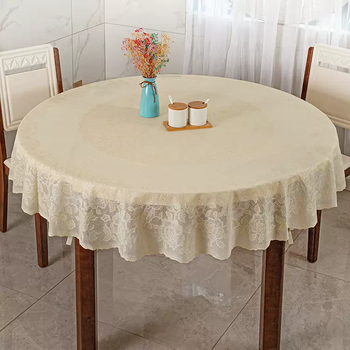 Yusenyi large round tablecloth pvc waterproof, oilproof and anti-scalding hotel round disposable tablecloth european coffee table round table mat 210 beige tablecloth size 180cm