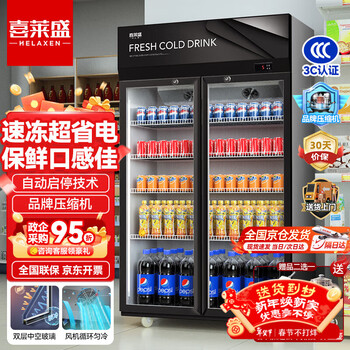 Xilaisheng refrigerated display cabinet fresh cabinet commercial refrigerator beverage cabinet beer cabinet freezer 1 meter double door high-end black upper machine air direct cooling xls-788l-fzsj
