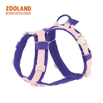 Zooland pet dog leash i-shaped chest harness type explosion-proof small, medium and large dog walking dog leash wisteria pink chest and back xs size (bust 40-55cm) recommended 8-20 catties