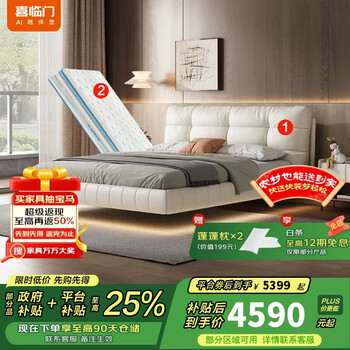 Xilinmen offline same style suspended fairy bed with headboard flowing white + light strip + yang pro 1.8*2m